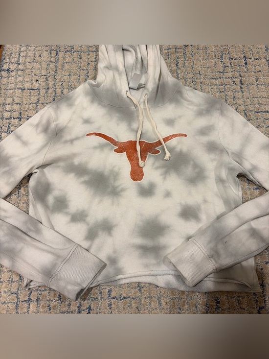 Alternative Tops - Alternative Women’s Cropped Crewneck Hoodie with Orange Longhorn Tie-Dye